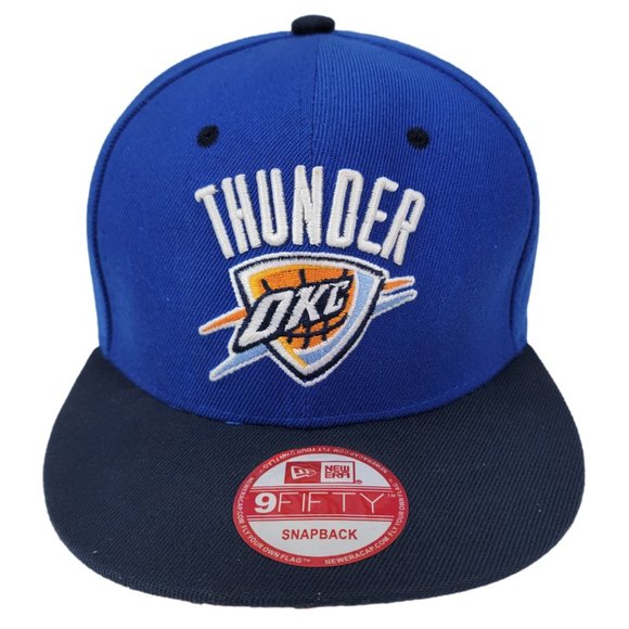 OKC Oklahoma City Thunder Snapback Hat Hardwood Classics Basketball Cap Blue - Picture 1 of 8